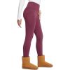 imagebaleaf Womens Thick Fleece Lined Leggings Winter Warm Thermal High Waisted Tummy Control Snow Ski PantsWine Red