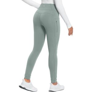 imagebaleaf 2530 Womens Fleece Lined Leggings Water Resistant High Waist Winter Running Hiking Pants Zipper Pockets30 Inch Gray