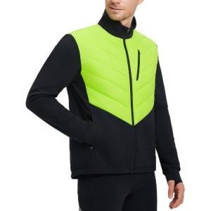 imagebaleaf Mens Cycling Jacket Puffer Lightweight Coat Windproof Warm Winter 5 Pockets Packable Running HikingYellowBlack