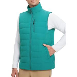 imagebaleaf Mens Puffer Vest Lightweight Warm Outerwear Water Resistant Zip Up Winter Sleeveless Jackets Hiking Golf WindproofGreen
