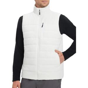 imagebaleaf Mens Puffer Vest Lightweight Warm Outerwear Water Resistant Zip Up Winter Sleeveless Jackets Hiking Golf WindproofWhite