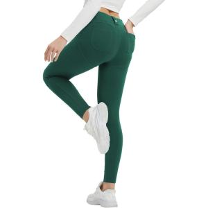 imagebaleaf Womens Fleece Lined Leggings 4 Pockets Warm Thermal Winter Insulated Petite Pants Snow Cold GearGreen