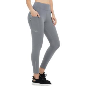 imagebaleaf Womens Fleece Lined Leggings Water Resistant Winter Clothes Running Tights Cold Weather Hiking Pants Zip PocketsCdark Gray