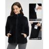 imagebaleaf Womens Fleece Full Zip Up Jacket Fuzzy Lightweight Warm Middle Layer Ski Jacket Winter CoatBlack