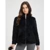imagebaleaf Womens Fleece Full Zip Up Jacket Fuzzy Lightweight Warm Middle Layer Ski Jacket Winter CoatBlack