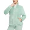 imagebaleaf Womens Fleece Full Zip Up Jacket Fuzzy Lightweight Warm Middle Layer Ski Jacket Winter CoatLight Green