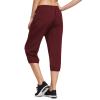 imagebaleaf Womens Lightweight Capri Jogger Hiking Shorts Running Capri Pants Quick Dry UPF 50 Zipper PocketsWine Red