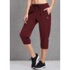 imagebaleaf Womens Lightweight Capri Jogger Hiking Shorts Running Capri Pants Quick Dry UPF 50 Zipper PocketsWine Red