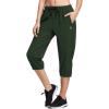 imagebaleaf Womens Lightweight Capri Jogger Hiking Shorts Running Capri Pants Quick Dry UPF 50 Zipper PocketsArmy Green