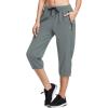 imagebaleaf Womens Lightweight Capri Jogger Hiking Shorts Running Capri Pants Quick Dry UPF 50 Zipper PocketsLight Grey
