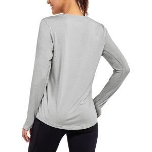 imagebaleaf Womens Long Sleeve Workout Shirts Loose Active Tops Running Gym Exercise TShirts with Thumb HoleHeather Gray