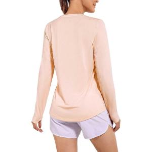imagebaleaf Womens Long Sleeve Workout Shirts Loose Active Tops Running Gym Exercise TShirts with Thumb HolePink