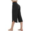 imagebaleaf Capris Pants for Women Yoga Capri Leggings with Pockets Loose High Waist Crop Workout Pants Wide Leg Casual SummerBlack