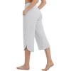 imagebaleaf Capris Pants for Women Yoga Capri Leggings with Pockets Loose High Waist Crop Workout Pants Wide Leg Casual SummerWhite