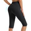 imagebaleaf Womens Capri Leggings with Pockets Knee Length Capris Pants Yoga Workout Exercise for Casual SummerBlack