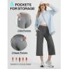 imagebaleaf Womens Capri Pants Wide Leg Yoga Dress Capris High Waist Cropped Pants with Pockets Loose Lounge Travel SummerDark Grey