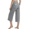 imagebaleaf Womens Capri Pants Wide Leg Yoga Dress Capris High Waist Cropped Pants with Pockets Loose Lounge Travel SummerDark Grey