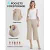imagebaleaf Womens Capri Pants Wide Leg Yoga Dress Capris High Waist Cropped Pants with Pockets Loose Lounge Travel SummerKhaki