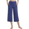 imagebaleaf Womens Capri Pants Wide Leg Yoga Dress Capris High Waist Cropped Pants with Pockets Loose Lounge Travel SummerNavy Blue