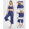 imagebaleaf Womens Capri Pants Wide Leg Yoga Dress Capris High Waist Cropped Pants with Pockets Loose Lounge Travel SummerNavy Blue