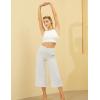 imagebaleaf Womens Capri Pants Wide Leg Yoga Dress Capris High Waist Cropped Pants with Pockets Loose Lounge Travel SummerWhite