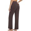imagebaleaf Womens Wide Leg Travel Stretch Dress Pants Yoga High Waist with Pockets Casual Work SweatpantsDark Brown