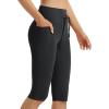 imagebaleaf Womens Capri Leggings with Pockets Knee Length Capris Pants Yoga Workout Exercise for Casual SummerBlack