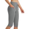 imagebaleaf Womens Capri Leggings with Pockets Knee Length Capris Pants Yoga Workout Exercise for Casual SummerGraphite Gray