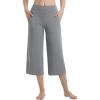 imagebaleaf Womens Capri Pants Wide Leg Yoga Dress Capris High Waist Cropped Pants with Pockets Loose Lounge Travel SummerDark Grey