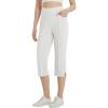 imagebaleaf Womens Capri Yoga Pants with 4 Pockets Capris Leggings Dressy Casual Stretch Crop Lounge Straight Open Bottom SummerWhite