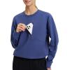 imagebaleaf Womens Cropped Crewneck Sweatshirt Fleece Lined Pullover Loose Fit Long Sleeve Workout Athletic Tops with PocketNavy Blue
