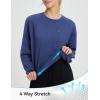 imagebaleaf Womens Cropped Crewneck Sweatshirt Fleece Lined Pullover Loose Fit Long Sleeve Workout Athletic Tops with PocketNavy Blue