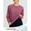 imagebaleaf Womens Cropped Crewneck Sweatshirt Fleece Lined Pullover Loose Fit Long Sleeve Workout Athletic Tops with PocketRose Red