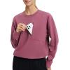 imagebaleaf Womens Cropped Crewneck Sweatshirt Fleece Lined Pullover Loose Fit Long Sleeve Workout Athletic Tops with PocketRose Red