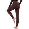 imagebaleaf Womens Fleece Lined Leggings Thermal Warm Winter Tights High Waisted Yoga Pants Cold Weather with PocketsBrown