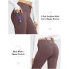 imagebaleaf Womens Fleece Lined Pants Winter Thermal Warm Hiking Yoga Pants with Zipper Pockets Bootcut High Waist Flare LeggingsDark Brown
