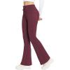 imagebaleaf Womens Fleece Lined Pants Winter Thermal Warm Hiking Yoga Pants with Zipper Pockets Bootcut High Waist Flare LeggingsWine Red