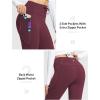 imagebaleaf Womens Fleece Lined Pants Winter Thermal Warm Hiking Yoga Pants with Zipper Pockets Bootcut High Waist Flare LeggingsWine Red