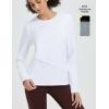 imagebaleaf Womens Thermal Tops Long Sleeve Fleece Running Shirts Thumbhole Cold Weather Winter Gear Workout Base LayerWhite