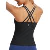 imagebaleaf Womens Workout Tank Tops with Wireless Padded Yoga Crop Longline Sports Bras Double Spaghetti StrapBlack