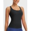 imagebaleaf Womens Workout Tank Tops with Wireless Padded Yoga Crop Longline Sports Bras Double Spaghetti StrapBlack