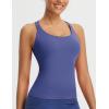 imagebaleaf Womens Workout Tank Tops with Wireless Padded Yoga Crop Longline Sports Bras Double Spaghetti StrapNavy Blue
