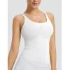 imagebaleaf Womens Workout Tank Tops with Wireless Padded Yoga Crop Longline Sports Bras Double Spaghetti StrapStar White