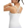 imagebaleaf Womens Workout Tank Tops with Wireless Padded Yoga Crop Longline Sports Bras Double Spaghetti StrapStar White