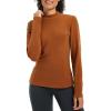 imagebaleaf Womens Thermal Tops Winter Long Sleeve Shirts Warm Base Layer Running Gear Mock Neck Clothes WorkoutBrown