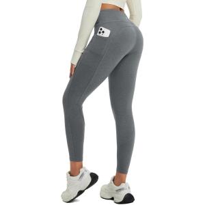 imagebaleaf Womens 25quot Petite Fleece Lined Leggings High Waisted Warm Thermal Winter with Pockets Snow PantsHeather Gray