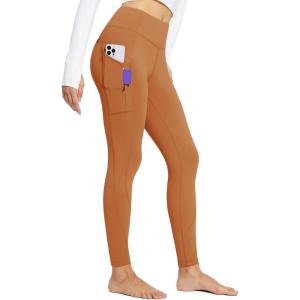imagebaleaf Womens Fleece Lined Leggings Thermal Warm Winter Tights High Waisted Yoga Pants Cold Weather with PocketsCaramel