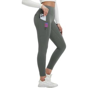 imagebaleaf Womens Fleece Lined Leggings Thermal Warm Winter Tights High Waisted Yoga Pants Cold Weather with PocketsGraphite Gray