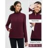 imagebaleaf Womens Fleece Quarter Zip Pullover Long Sleeve Thermal Tops Cold Weather Hiking Running Gear with Kangaroo PocketWine Red