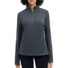 imagebaleaf Womens Fleece Quarter Zip Pullover Long Sleeve Thermal Tops Cold Weather Hiking Running Gear with Kangaroo PocketDark Gray